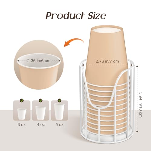 Luxspire Bathroom Cup Dispenser, 3-5oz Dixie Cup Dispenser, Metal Dixie Cup Holder, Disposable Paper Cup Holder for Bathroom, Cotton Pad Holder, Guest Bathroom Essentials, White, 2 Pack | Holds 3-5oz Dixie cups, Spring-loaded design for guest bathrooms, A