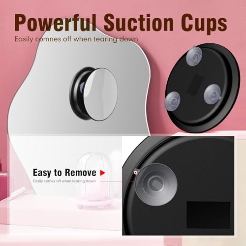 Large 6" 40x Strong Powerful Magnifying Mirror with Tweezers, Travel Magnified Mirrors 40X with Suction Cups, High Magnification Round Magnification Make up Mirror Nearly 50x - color: Black--40x