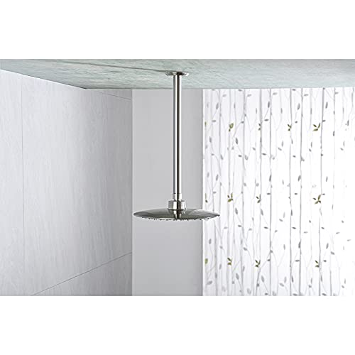 12 Inch Brushed Nickel Ceiling Mount Shower Arm for Rain Shower Head | Shower arm and flange - color: Brushed Nickel, size: 12 Inches