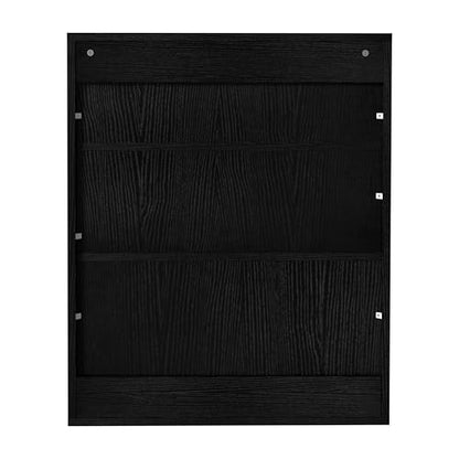 Fluted Bathroom Wall Cabinet Over the Toilet Storage,Wall Mounted Cabinet with Adjustable Shelf,Floating Cabinet Organizer Hanging Cabinet,Kitchen and Laundry Room Cabinets (Black, 1 PC) - color: Black