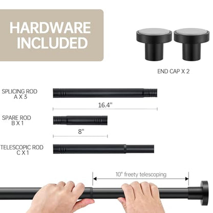 BRIOFOX Shower Curtain Rod Adjustable 18-78 Inch, Stainless Steel Spring Tension Shower Rod No Drilling Non Slip, Matte Black - color: Matte Black, size: 18-78 Inch
