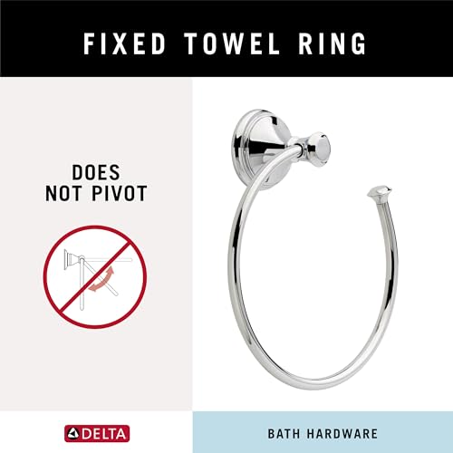 Delta Hand Towel Holder | Square Polished Chrome Ring for Hanging Towels in Kitchen, Bathroom | Cassidy Accessories
