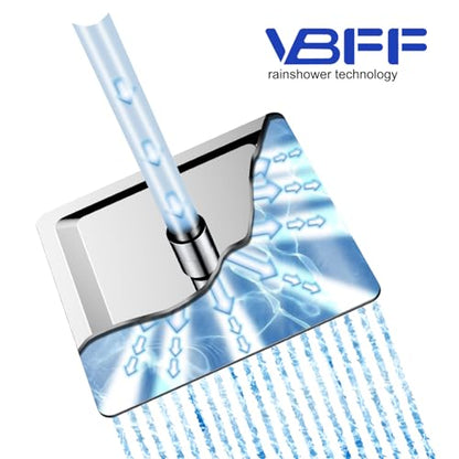 VBFF-Shower Head,rain shower head, 10 inch- Square Shower Head, 1.8 GPM Flow Rate, rainfall showerhead,VBFF08(Chrome) - color: Chrome, size: 10 Inch