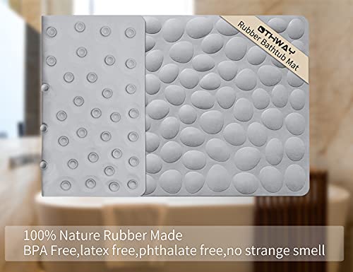 Non-Slip Bathtub Mat OTHWAY Soft Rubber Bathroom Bathmat with Strong Suction Cups (Grey) - color: Grey, size: 40" x 16" (Rectangular)