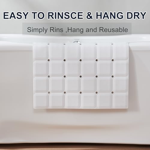 Webos Anti Slip Shower Mat for Tub & Shower Stall, 21" x 21" Square Silicone Bathtub Mat with Powerful Suction Cups, Fast-Draining, Machine Washable Soft Foldable Bathroom Mat, White - color: White, size: 21" x 21" (Square)