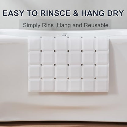 Webos Anti Slip Shower Mat for Tub & Shower Stall, 21" x 21" Square Silicone Bathtub Mat with Powerful Suction Cups, Fast-Draining, Machine Washable Soft Foldable Bathroom Mat, White - color: White, size: 21" x 21" (Square)