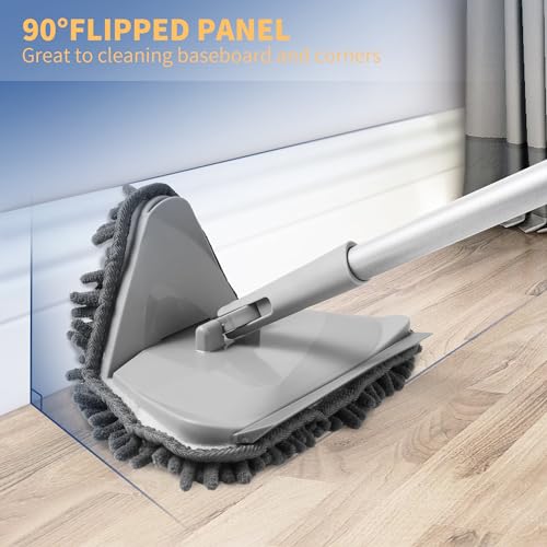 BOOMJOY Wall Cleaner Mop with 82 Inches Long Handle, Baseboard Cleaner Tool Duster with Squeegee, Ceiling Cleaning Tool with 6 Replacement Pads for Painted Walls, Window, Floor - color: Gray