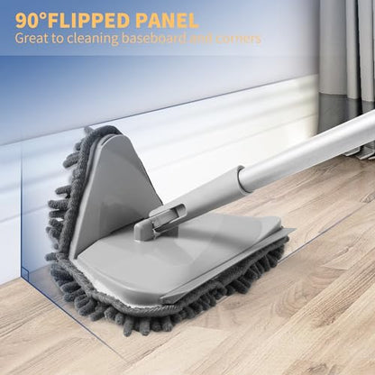 BOOMJOY Wall Cleaner Mop with 82 Inches Long Handle, Baseboard Cleaner Tool Duster with Squeegee, Ceiling Cleaning Tool with 6 Replacement Pads for Painted Walls, Window, Floor - color: Gray