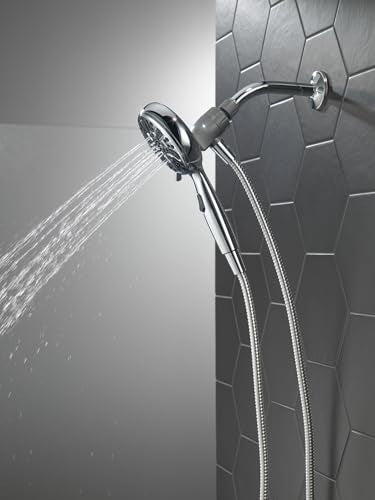 Delta Faucet 6-Spray SureDock Magnetic Shower Head with Handheld Spray, Chrome Shower Head with Hose, Showerheads & Handheld Showers, Handheld Shower Heads, MagnaTite Docking, Chrome 75609 - color: Chrome