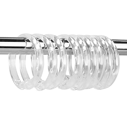 Clear Plastic Shower Curtain Rings, 12 PCS Circular Plastic Shower Curtain Hooks for Bathroom Shower Curtain Rod, Clear Shower Hooks for Shower Curtain, O Shaped Shower Rings for Curtain - color: Clear