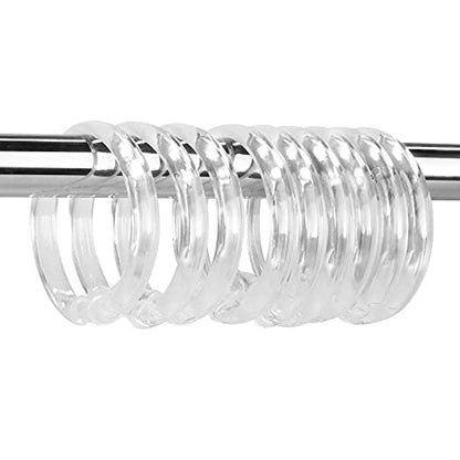 Clear Plastic Shower Curtain Rings, 12 PCS Circular Plastic Shower Curtain Hooks for Bathroom Shower Curtain Rod, Clear Shower Hooks for Shower Curtain, O Shaped Shower Rings for Curtain - color: Clear