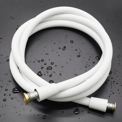79 Inches Silicone Shower Hoses Replacement, Anti-Kink Designed Handheld Shower Head Hose Ultra-Soft Hoses Extension with Brass Insert & Nut, White - color: White, size: 79 inches