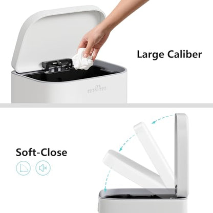 mVm 10.6 Gal Kitchen Trash Can, Step Trash Can with Lid, Smooth Edge Garbage Bin for Home Office (White) - color: White, size: 10.6Gal