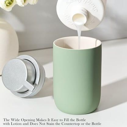 Foaming Soap Dispenser,12oz Foam Dispenser Ceramic,Foaming Hand Soap Dispenser Bathroom,Green Modern Refillable Soap Bottle for Hand Wash(Rubber Paint) - color: Mint Green