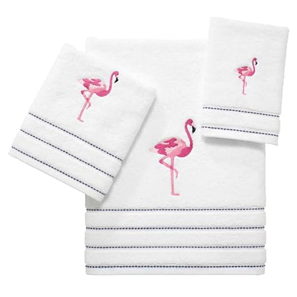 Izod - Hand Towels, Soft & Absorbent Cotton, Striped Bathroom Decor, Dorm Room Essentials, Set of 2 (Flamingo Collection, White) - size: 2 Piece Hand Towels