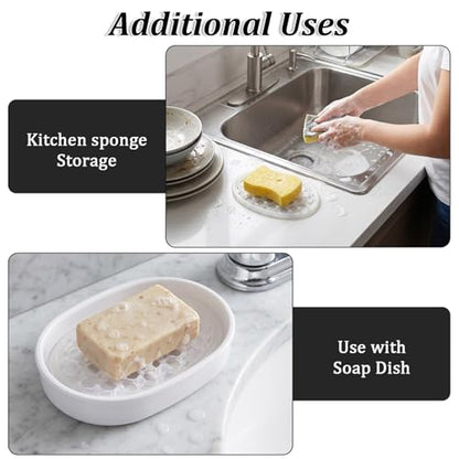 2 Pack Soap Dish for Shower, Non-Slip Silicone Bar Soap Holder Self-Draining Soaps Saver Pad Kitchen & Bathroom Accessories for Shower Niche/Shelf Bathtub