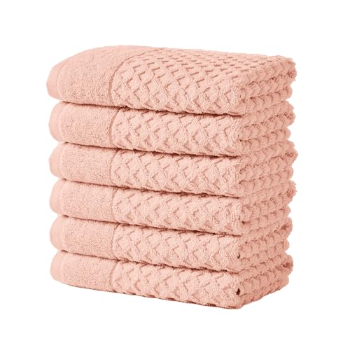 Great Bay Home Hand Towels - 100% Cotton 6 Pack 26x16 Hand Towel Set - Absorbent, Durable, Quick-Dry Towels for Bathroom (Pink) - color: 05 Blush, size: Hand Towel (Pack of 6)