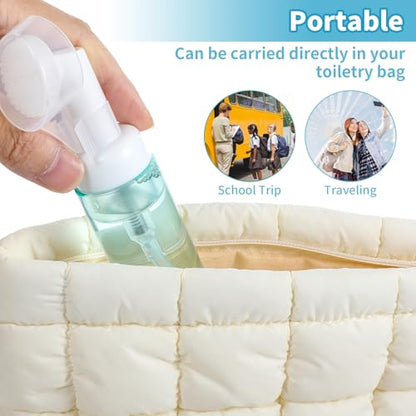 3 PCS Empty Foaming Pump Dispenser Facial Cleanser Foaming Bottle Small Mousse Foaming Soap Pump Container with Massage Clean Brush Head for Lash Cleanser Hand Soap Shampoo to Travel