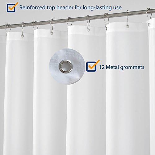 N&Y HOME Longer Shower Curtain Liner Fabric 72 x 75 inches, White | Hotel Quality, Bottom Magnets, Machine Washable, Water Repellent, 72x75 Cloth Shower Curtain with Grommets for Bathroom - color: White, size: 72"W x 75"L (Pack of 1)