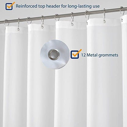 N&Y HOME Longer Shower Curtain Liner Fabric 72 x 75 inches, White | Hotel Quality, Bottom Magnets, Machine Washable, Water Repellent, 72x75 Cloth Shower Curtain with Grommets for Bathroom - color: White, size: 72"W x 75"L (Pack of 1)