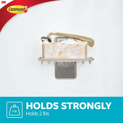 Command Soap Dish for Shower, Damage-Free Hanging, No Tools Soap Holder for Back to School Bathroom Organization, 1 Satin Nickel Dish and 2 Water-Resistant Strips - color: Satin Nickel