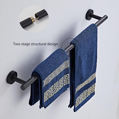 Matte Black Bathroom Hardware Set 5 Piece with Towel Racks for Bathroom, SUS304 Stainless Steel Bath Towel Bar Set, 24 Inch Wall Mounted Accessories Kit… - color: Matte Black