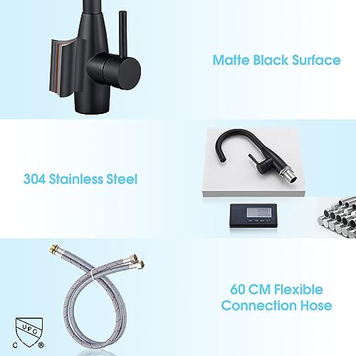 CREA Bar Sink Faucet, Sink Faucets Single Hole Black for Bathroom Kitchen Campers with Deck Plate Prep Wet Utility Small Mini Outdoor Vessel Farmhouse Vanity Lavatory - color: Black