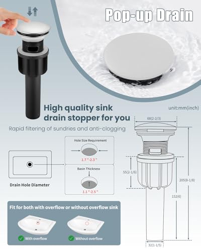 Bathroom Faucet-2 Sets, Brushed Bathroom Sink Faucets with Pop-up Drain and 6 Inch Deck Plate, Single Handle Modern Farmhouse RV Vanity Faucet for Vessel Sink (1~3 Holes) - color: 2.Brushed Sealing Glaze, style: Short*2