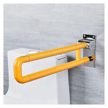 Toilet Grab Bar, Folding Safety Rail for Elderly, Non-Slip ABS Plastic, Flip Up Down Design - color: Yellow