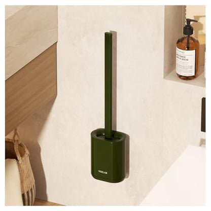 Toilet Brush and Holder Set - Wall Mounted Bathroom Scrub Brush, Toilet Bowl Brush and Plunger Set for Bathroom Cleaner (Green) - color: Green