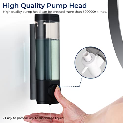 Pollock Shampoo and Conditioner Dispenser Wall Mounted | Shower Soap Dispenser 2 Chamber No Drill, Shampoo Dispenser for Shower, Body Wash Dispenser for Bathroom, Large Capacity - color: Black 1 Chamber