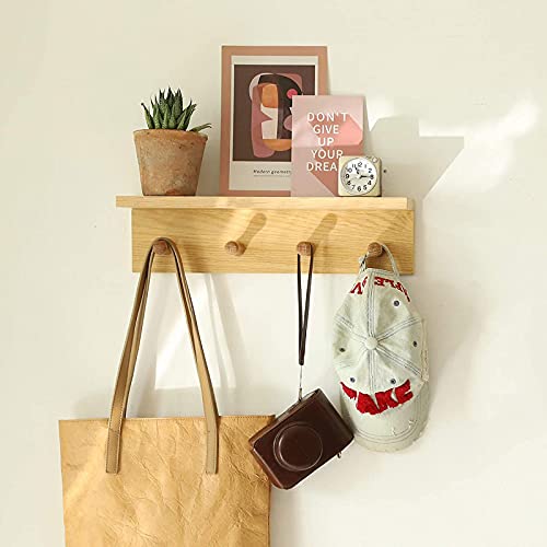 Entrance Coat Rack ，Coat Hooks, Wall-Mounted Wooden Hook Rack, Wall-Mounted Shelves(Oak Color Finish—A-2) - style: Oak color finish—A-2