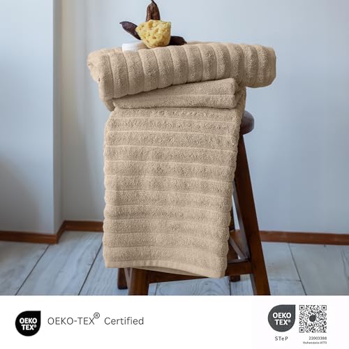 Classic Turkish Towels CTT Premium 2 Pack Bath Towels Set, Made with 100% Turkish Cotton, Spa & Hotel, Quick Drying Towels, Absorbent & Comfy | 27"x54" (Almond Beige) - color: Almond Beige, size: 2-Piece Bath Towel Set