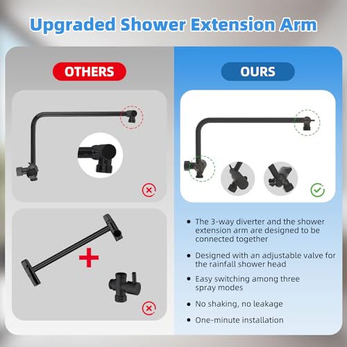 8" Metal Rainfall Shower Head with 10-Mode Handheld, Oil Rubbed Bronze | NSF/ANSI/CAN 372 Certified, High Pressure Showerhead Combo with 11" Adjustable Shower Arm, 71" Hose, Shower Head Holder - color: Oil Rubbed Bronze, style: Square 8"