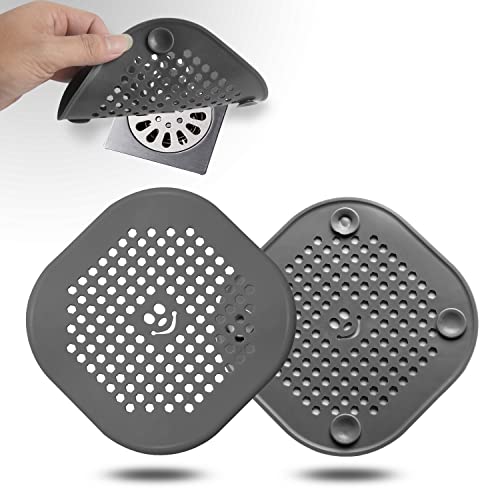 2 Pack Drain Cover Hair Catcher Drain Plug Hair Stopper Drain Protector for Shower Bathroom Accessories Bathtub Deep Grey - color: Deepgrey