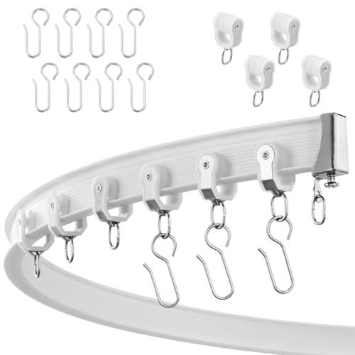 Flexible bendable ceiling curtain track, curved rod with silent roller bracket, room divider, RV ceiling track (White, 3 Meters (9.84 FT) - color: White, size: 3 Meters
