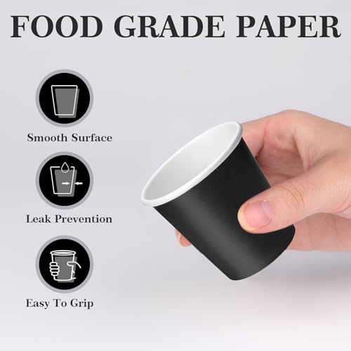 100 Pack 3 oz Disposable Paper Cups, Black Bathroom Cups | Disposable Mouthwash Cups, Small Paper Cups for Bathroom, Office, Travel, Party, Picnics, Snack, Espresso - color: Black, size: 100 Count