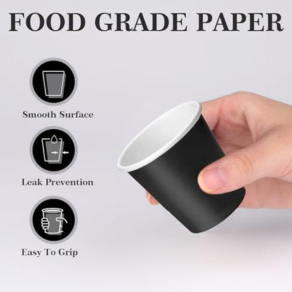 100 Pack 3 oz Disposable Paper Cups, Black Bathroom Cups | Disposable Mouthwash Cups, Small Paper Cups for Bathroom, Office, Travel, Party, Picnics, Snack, Espresso - color: Black, size: 100 Count