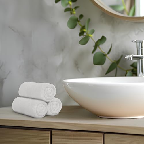 Avalon Towels Wash Cloths 12 Pack White 100% Cotton Washcloths 12x12 Face Towels, Wash Rags, Facial Towel, fingertip Towel for Bathroom, White Washcloth - color: White