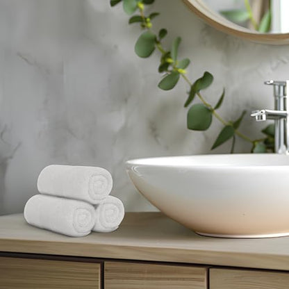 Avalon Towels Wash Cloths 12 Pack White 100% Cotton Washcloths 12x12 Face Towels, Wash Rags, Facial Towel, fingertip Towel for Bathroom, White Washcloth - color: White