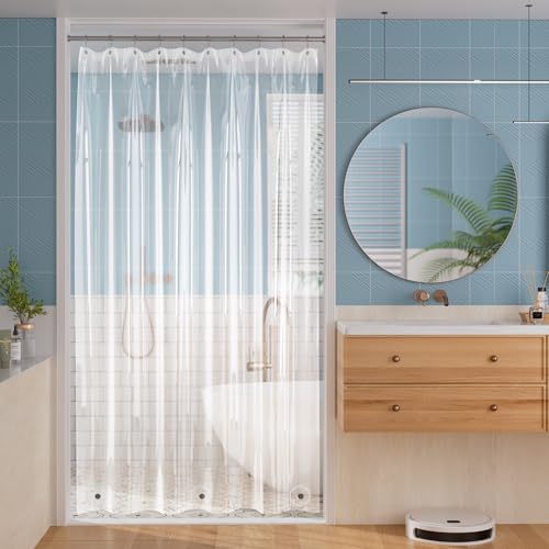 Titanker Plastic Shower Curtain Liner, Clear Shower Liner PEVA 60x78 Lightweight Waterproof Shower Curtains for Bathroom with Magnets and Rustproof Grommets - color: Clear, size: 60"W x 78"L (Pack of 1)