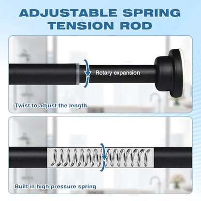 Adjustable Tension Shower Curtain Rod - No Drilling Spring Tension Shower Rod for Bathroom/Indoor Use, 17-82in Telescoping Bath Curtain Pole,Anti slip adjustment,Equipped with a fastener
