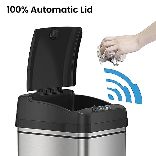 iTouchless Glide 13 Gallon Pet-Proof Sensor Trash Can with Wheels and Odor Control System, Stainless Steel - color: Black, Silver, 13 Gal with Wheels