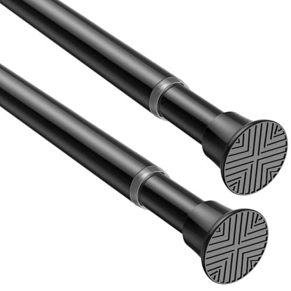 AIZESI Tension Curtain Rod 18-36 inch，2Pcs Adjustable Tension Rod Black Curtain Tension Rod No Drilling Small Tension Rod Spring Tension Curtain Rod - color: Black, size: 18“-36“-2P