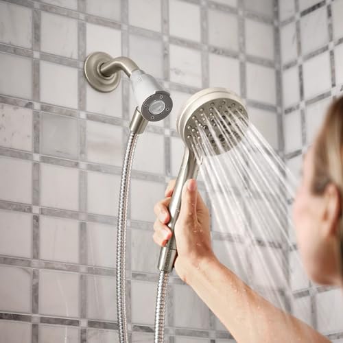 Moen Engage Magnetix Spot Resist Brushed Nickel 3.5-Inch Six-Function Detachable Handheld Showerhead with Magnetic Docking System, 26100SRN - color: Spot Resist Brushed Nickel, size: Showerhead