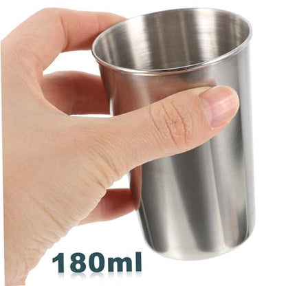 Alipis Stainless Steel Water Cup Tumbler for Beverages Toothbrush Holder and More Multi Use Drinking Cup for Home Washroom and Parties Sleek Silver Design