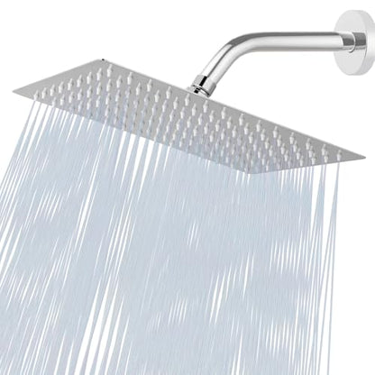Extra Large Rain Shower Head, High Flow Stainless Steel 12 * 8 Inch Rectangle Rainfall Shower, Waterfall Bath Shower Body Covering, Ceiling or Wall Mount (Chrome) - size: 12 x 8 Inch Rectangle