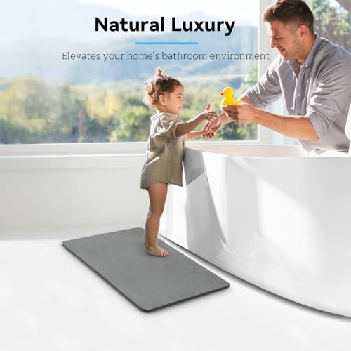 Stone Bath Mat, Dries Quickly, Non-Slip Diatomaceous Earth Bath Mats for Bathroom, Super Absorbent Stone Shower Mat, Easy to Clean, 23.5" x 15.5" Dark Gray - color: Dark Gray