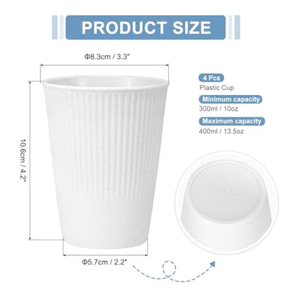 uxcell 4 Pcs Simple Toothbrush Cup, 3.3 x 3.3 x 4.2 Dishwasher Safe Bathroom Tumbler Reusable Plastic Cup Set for Storing Toothpaste Combs, White - color: White