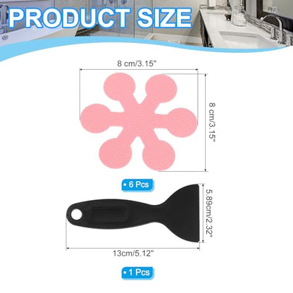 PATIKIL Bathtub Non Slip Stickers 3.15x3.15 Inch, 6 Pack Snowflake Safety Shower Floor Anti Slip Stickers with Adhesive Decals Scraper for Bath Tub Shower Floor Stair, Pink - color: Pink